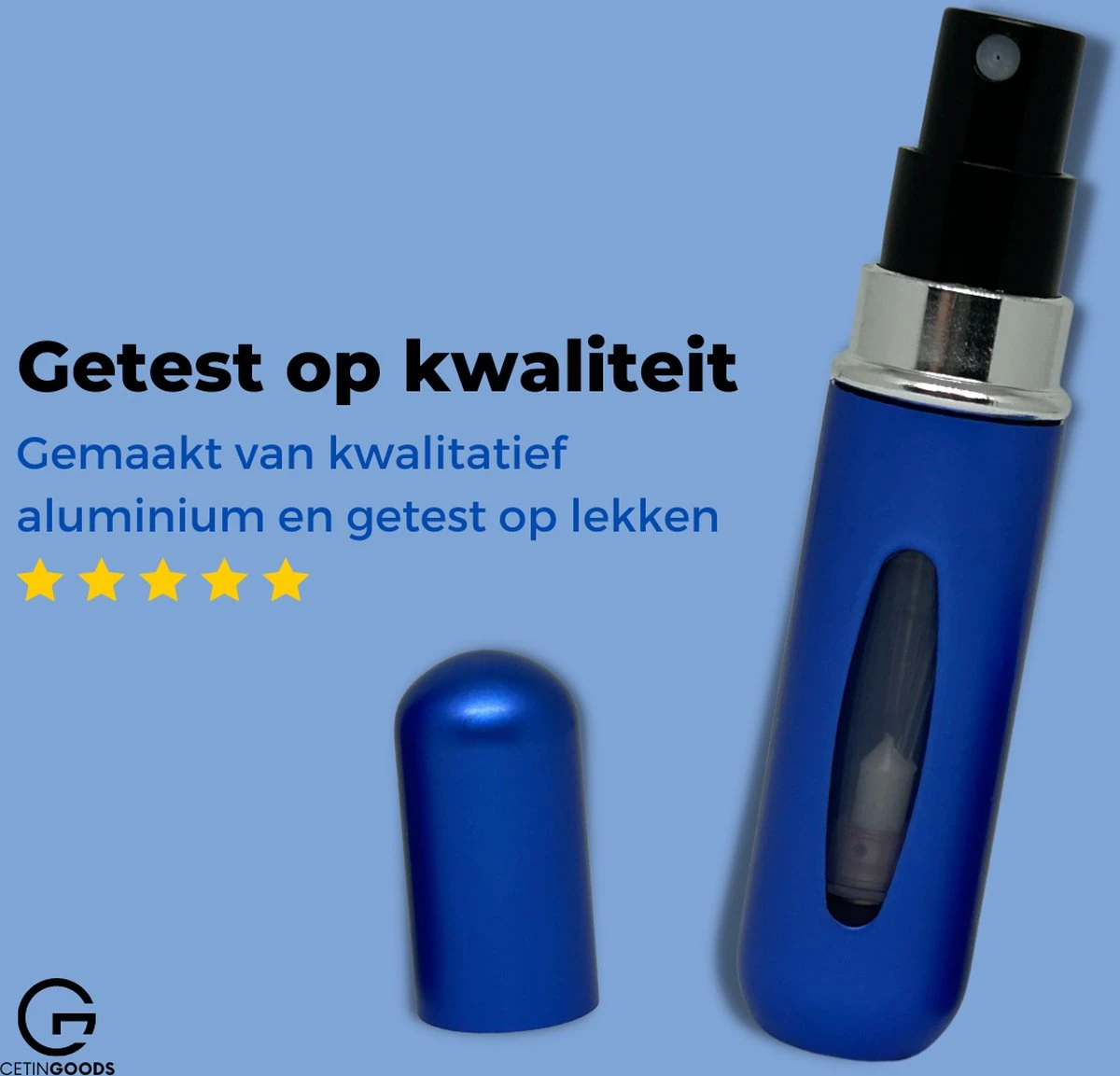 Cetins - Parfum Verstuiver Navulbaar - Mini Parfum Flesje - Reisflesje – Matt Blauw - Afbeelding 4