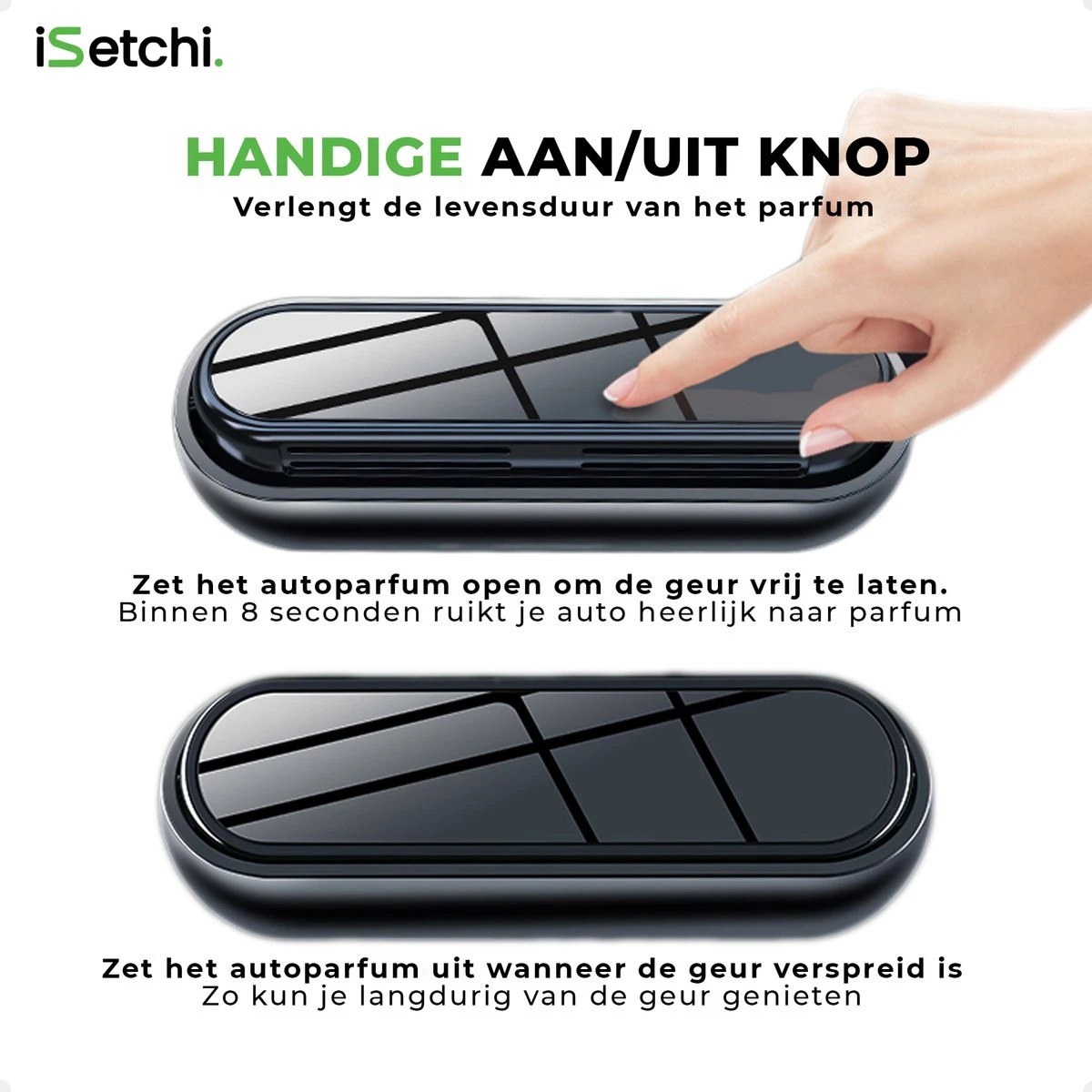 ISetchi Frisse Autoparfum - Autogeur - Met 4 Verschillende Geuren – Compact Formaat & Navulbaar - Metaal Ontwerp - Parfum Voor Luchtrooster Ventilatierooster -Auto Luchtje - Car Perfume - Afbeelding 6