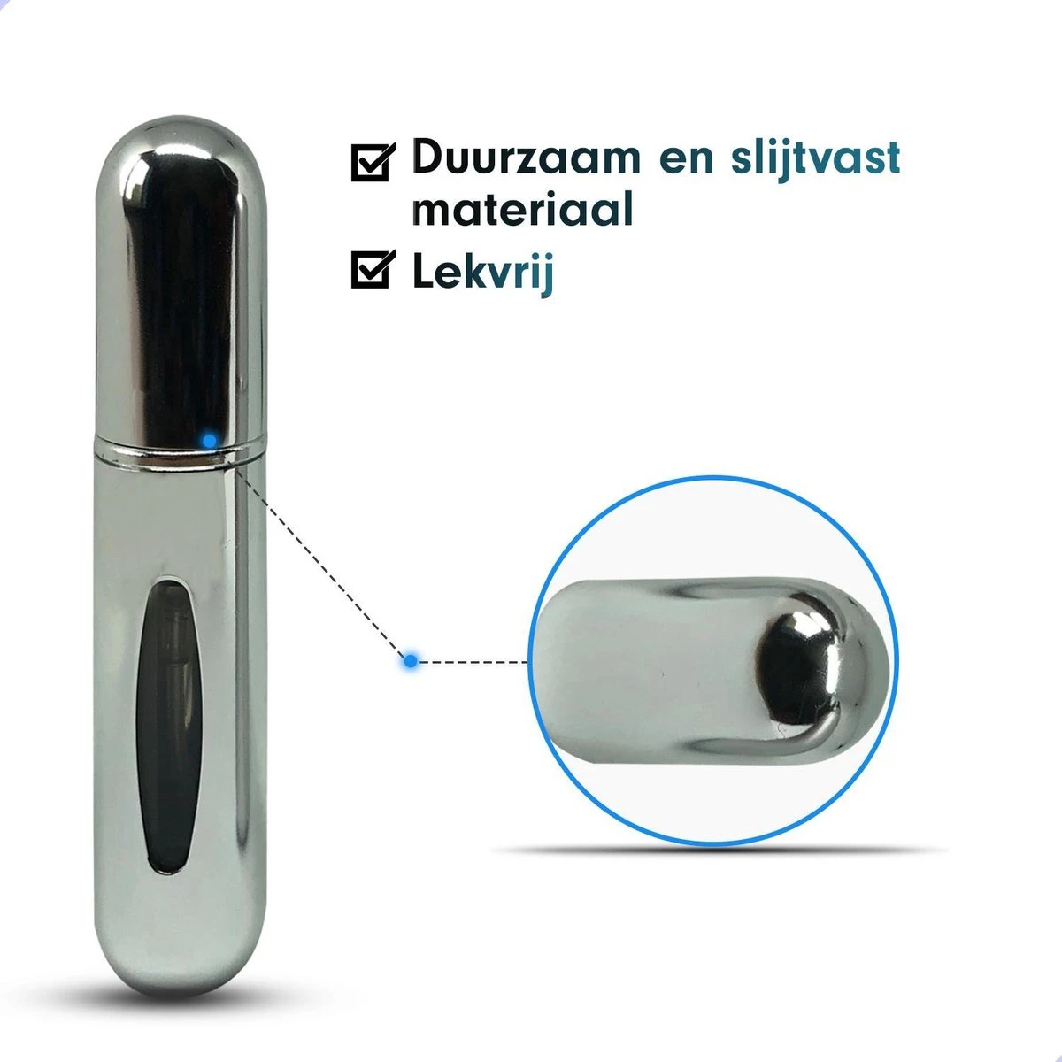MaxedMore Navulbare Parfumverstuiver 5ml Zilver - 65 Keer Spraybare Parfum Verstuiver - Hervulbaar Tasverstuiver Voor Parfum - Meeneem Mini Geur Flesje Voor Op Reis - Lipstick Formaat Navulbaar Parfumflesje - Afbeelding 7