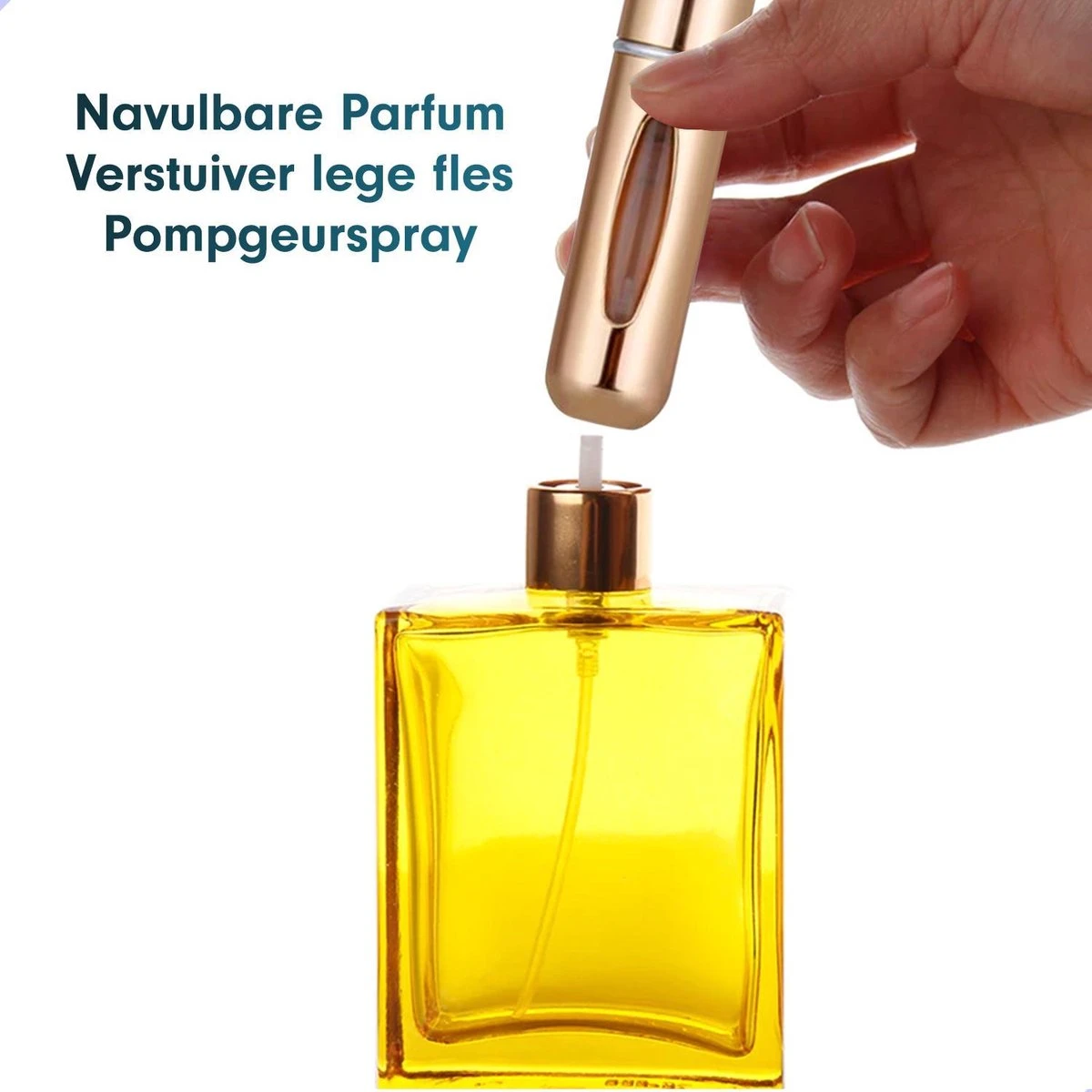 Merkloos Parfum Spray - Navulbare Parfum Verstuiver - Navulling Voor Parfum - Parfumverstuiver - Goudkleurig - Afbeelding 4