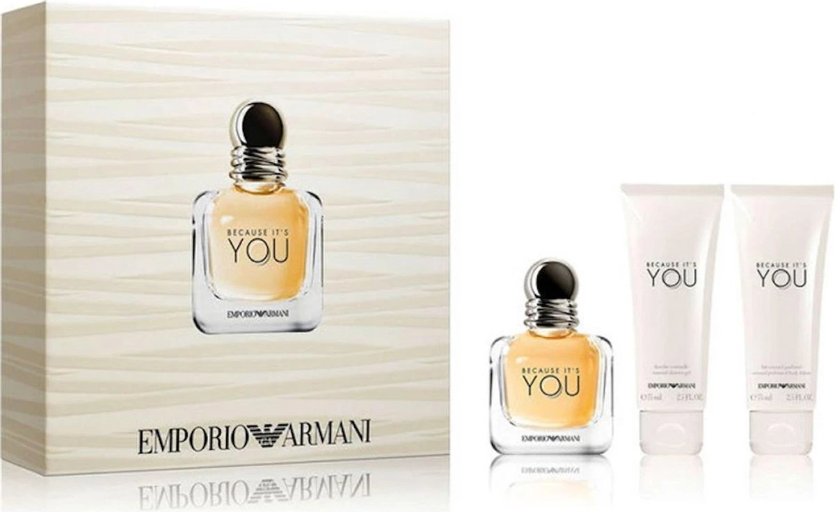 Gift Set Armani Dames Because It's You Eau De Parfum Spray 50 Ml + Bodylotion 75ml + Shower Gel 75 Ml - Afbeelding 2