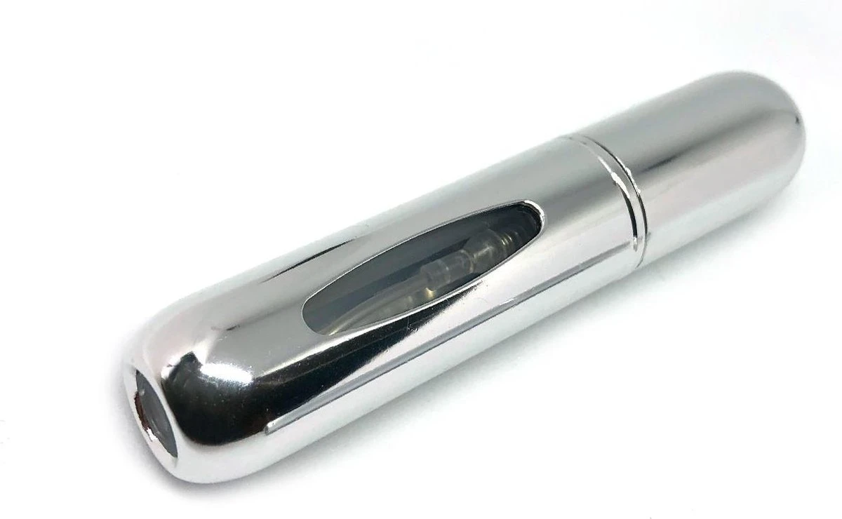 MaxedMore Navulbare Parfumverstuiver 5ml Zilver - 65 Keer Spraybare Parfum Verstuiver - Hervulbaar Tasverstuiver Voor Parfum - Meeneem Mini Geur Flesje Voor Op Reis - Lipstick Formaat Navulbaar Parfumflesje - Afbeelding 2