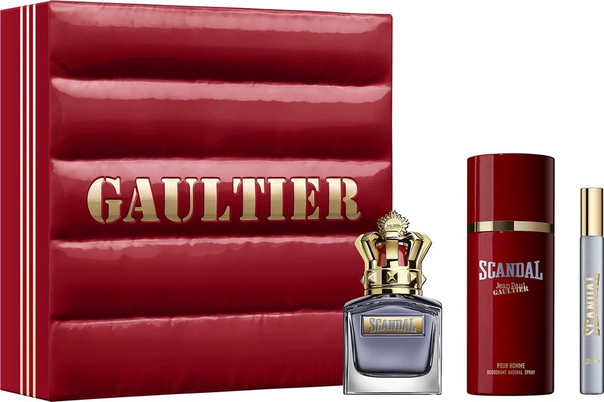 Jean Paul Gaultier Scandal Pour Homme Giftset - 50 Ml Eau De Toilette Spray + 10 Ml Eau De Toilette Tasspray + 150 Ml Deospray - Cadeauset Voor Heren