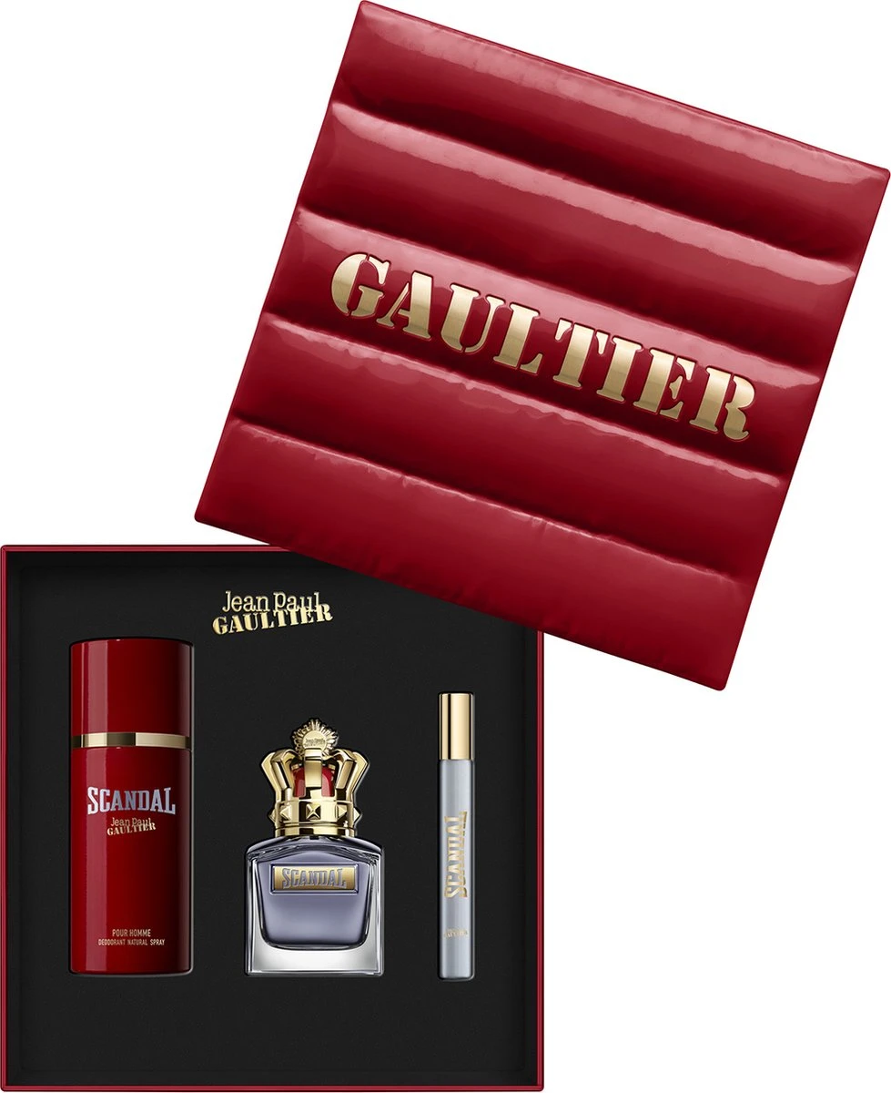 Jean Paul Gaultier Scandal Pour Homme Giftset - 50 Ml Eau De Toilette Spray + 10 Ml Eau De Toilette Tasspray + 150 Ml Deospray - Cadeauset Voor Heren - Afbeelding 3
